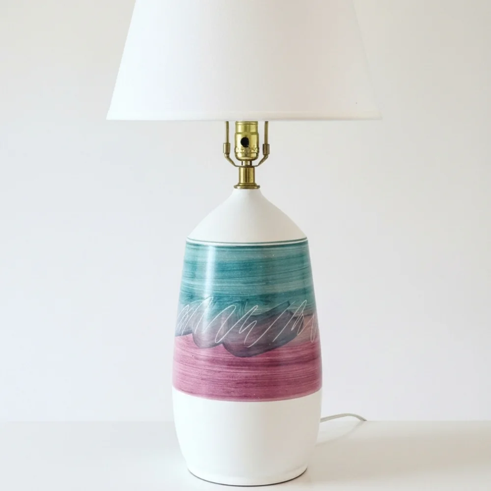 Vintage Ceramic Pottery Lamp – Artist Signed Foster – Handmade – Boho Home Decor